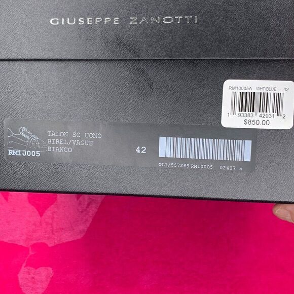 Guiseppe Zanotti Talon SC Uomo Birel/Vague SneakersWhite/Blue 42 (US 9) … - Picture 4 of 10